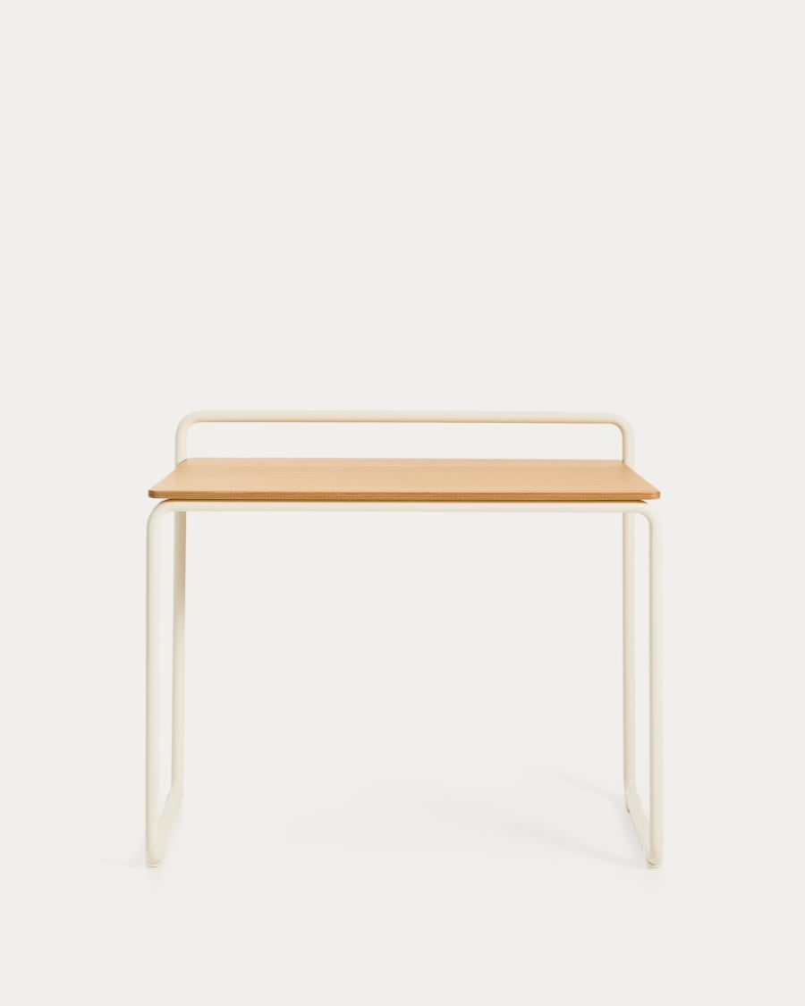Tinn ash veneer desk with a beige metal structure, 82 x 45 cm