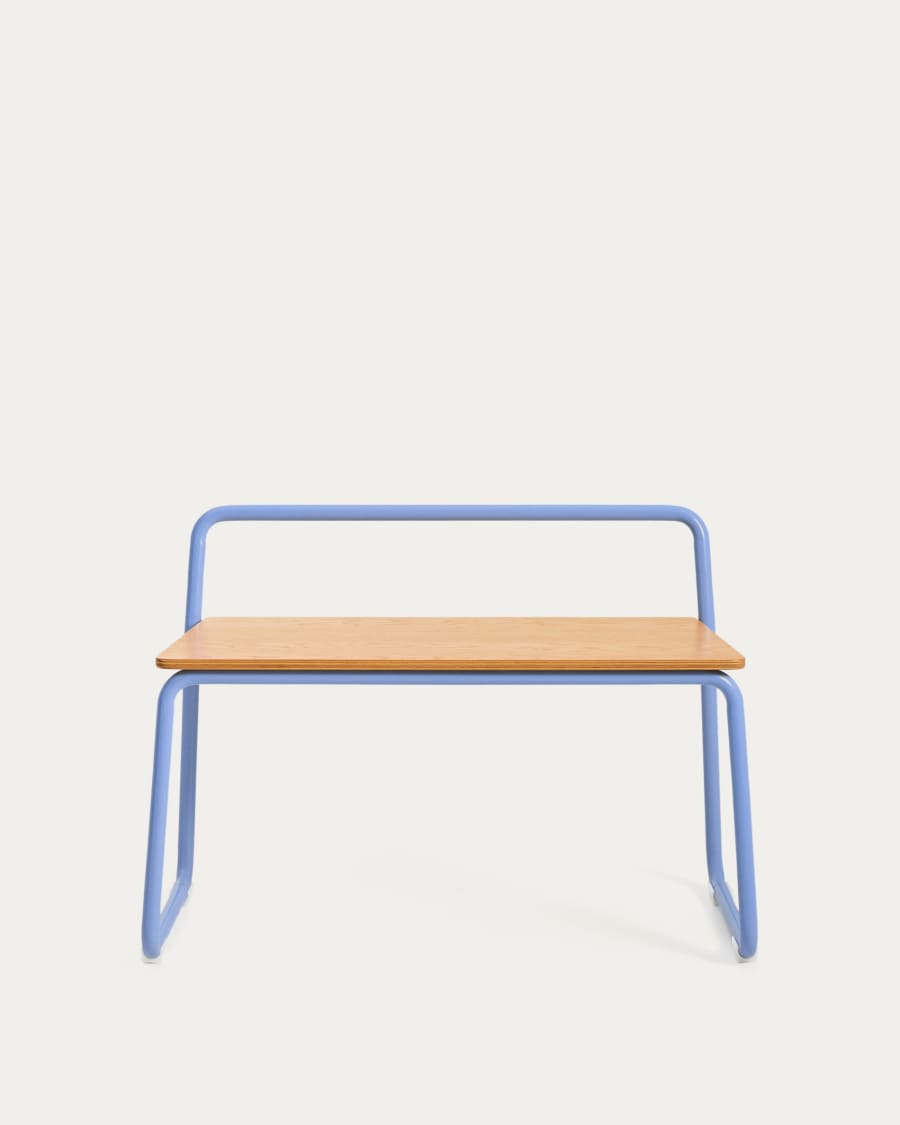 Banc Tinn en placage de frêne et structure en métal bleu 75 cm