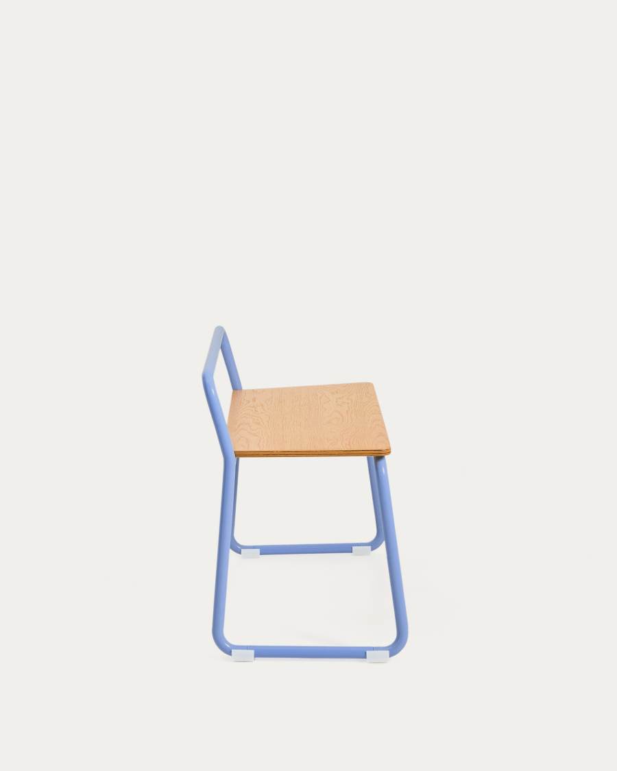 Banc Tinn en placage de frêne et structure en métal bleu 75 cm