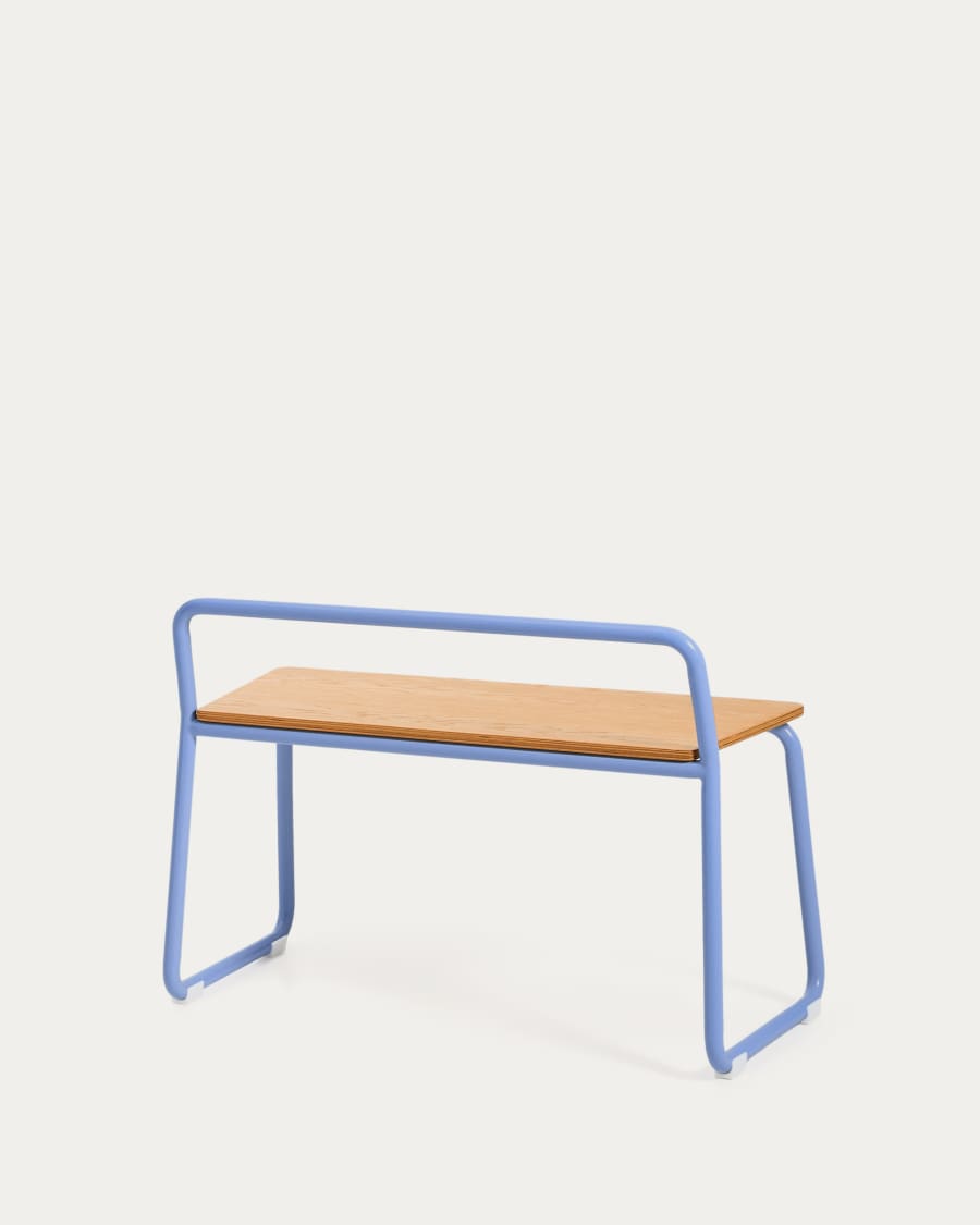 Banc Tinn en placage de frêne et structure en métal bleu 75 cm