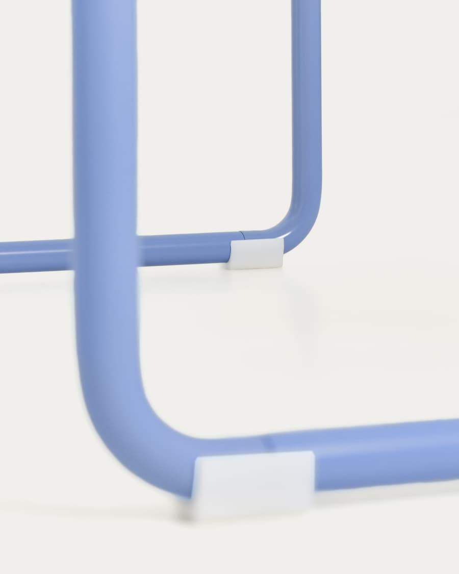 Banc Tinn en placage de frêne et structure en métal bleu 75 cm