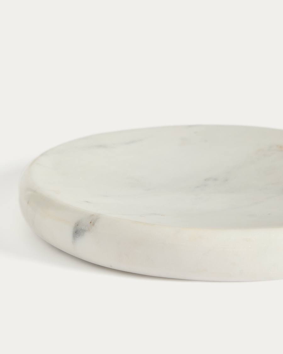 Tablett Obena aus weißem Marmor, Ø 25 cm