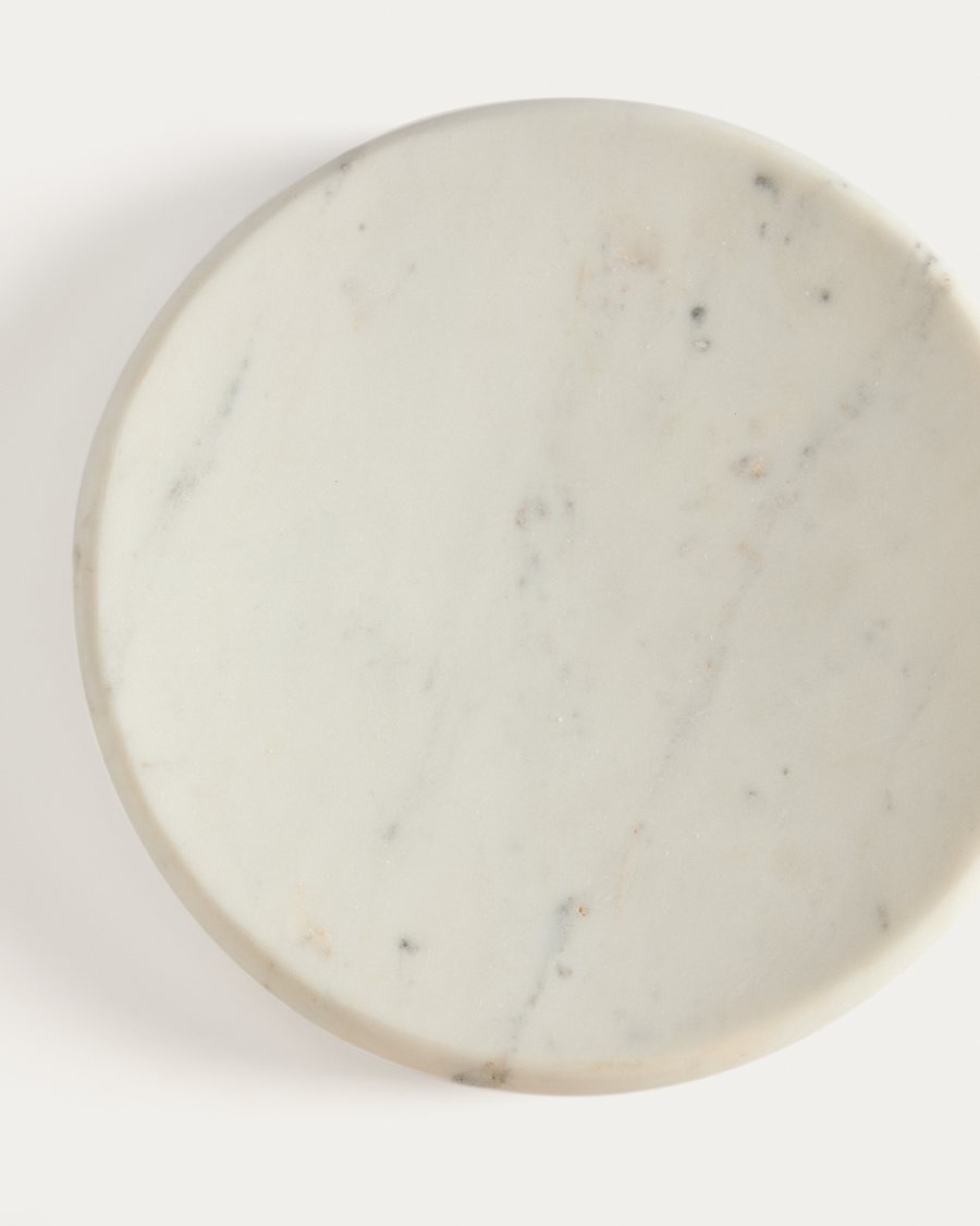 Tablett Obena aus weißem Marmor, Ø 25 cm