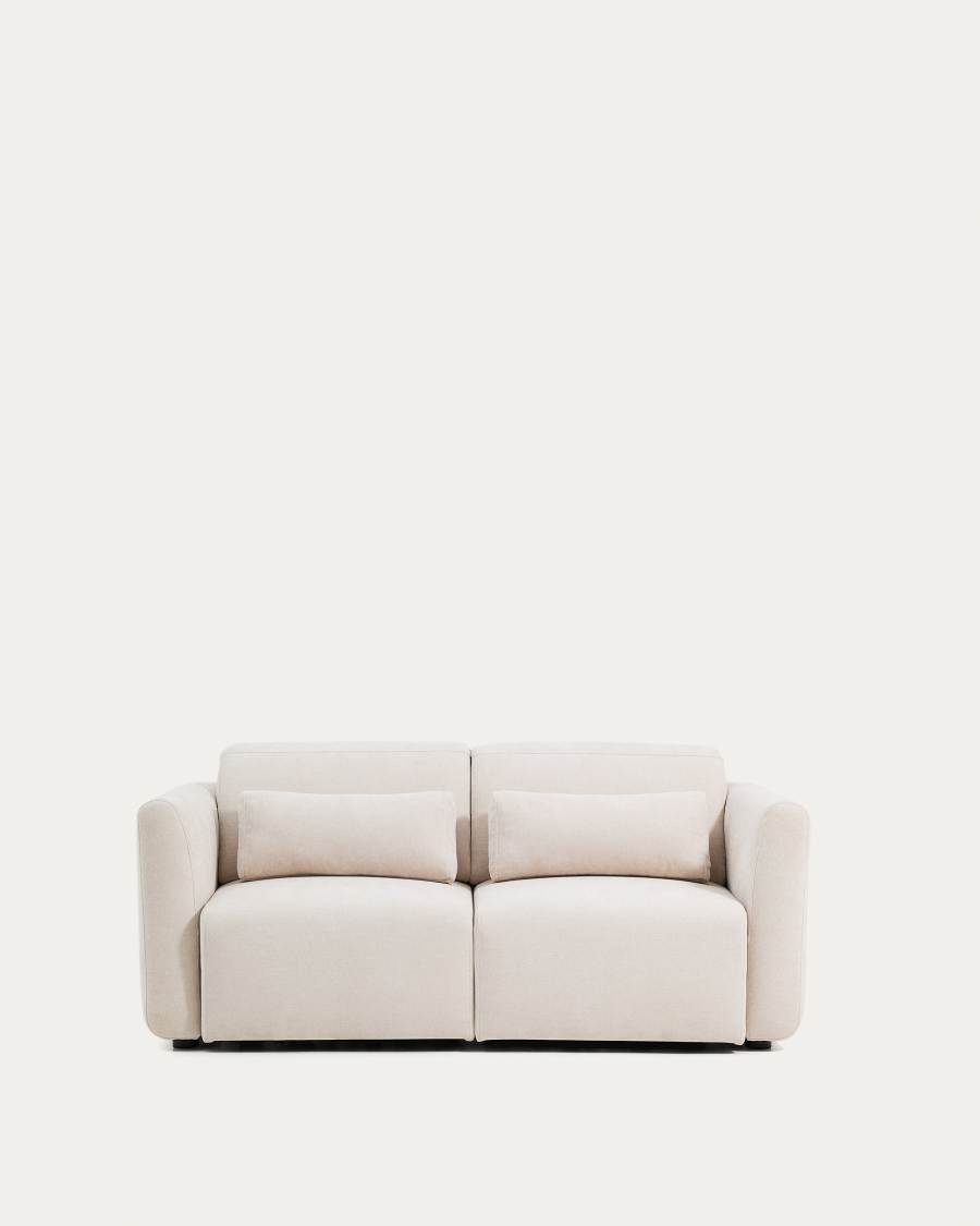 2-Sitzer-Sofa Lares mit elektrisch ausfahrbaren Sitzen und verstellbarer Kopfstütze in beiger Chenille, 180 cm