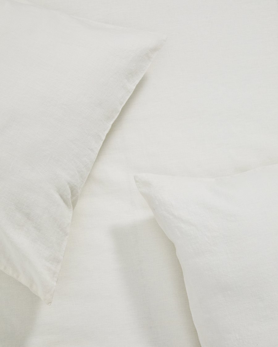 Set Simmel aus Bett- und Kopfkissenbezug aus Baumwolle und Leinen in Ecru für 150-cm-Betten