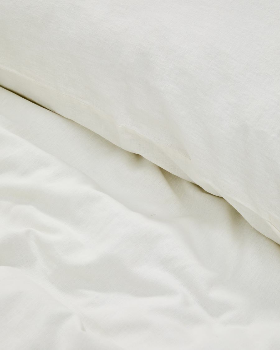 Simmel duvet cover and pillowcase set in ecru cotton and linen for 90cm bed