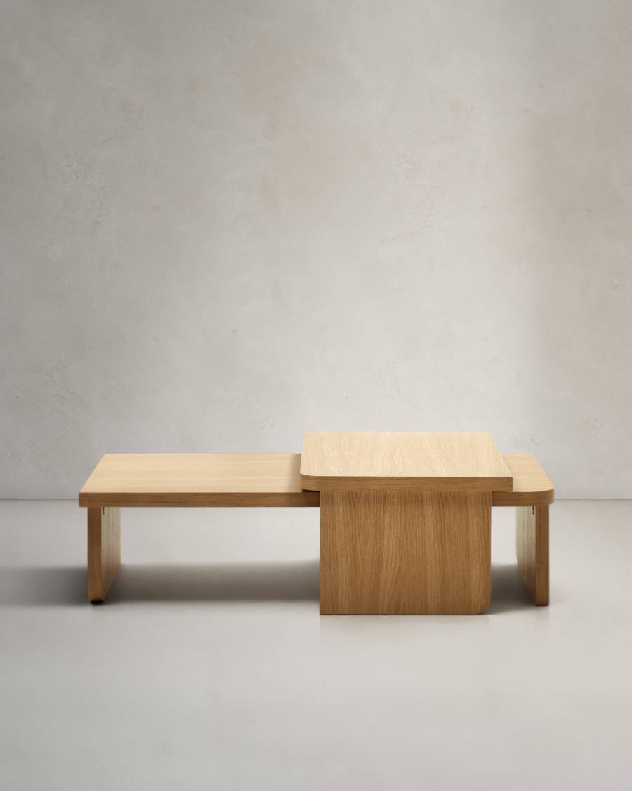 Oaq set of 2 coffee tables in oak wood veneer with natural finish FSC Mix Credit