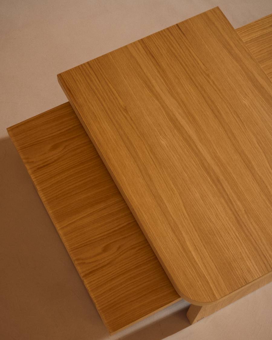 Oaq set of 2 coffee tables in oak wood veneer with natural finish FSC Mix Credit