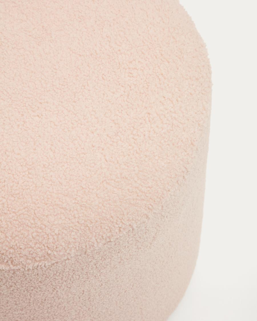 Kaeli footrest cover in pink bouclé Ø 43 cm