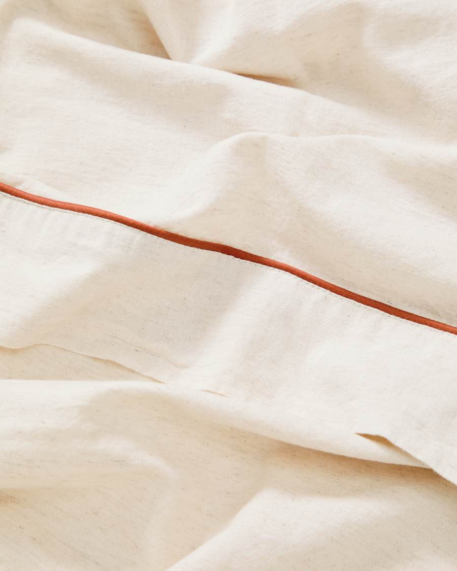 Virelda top sheet in cotton and linen with contrasting scalloped edge for 150/160 cm bed