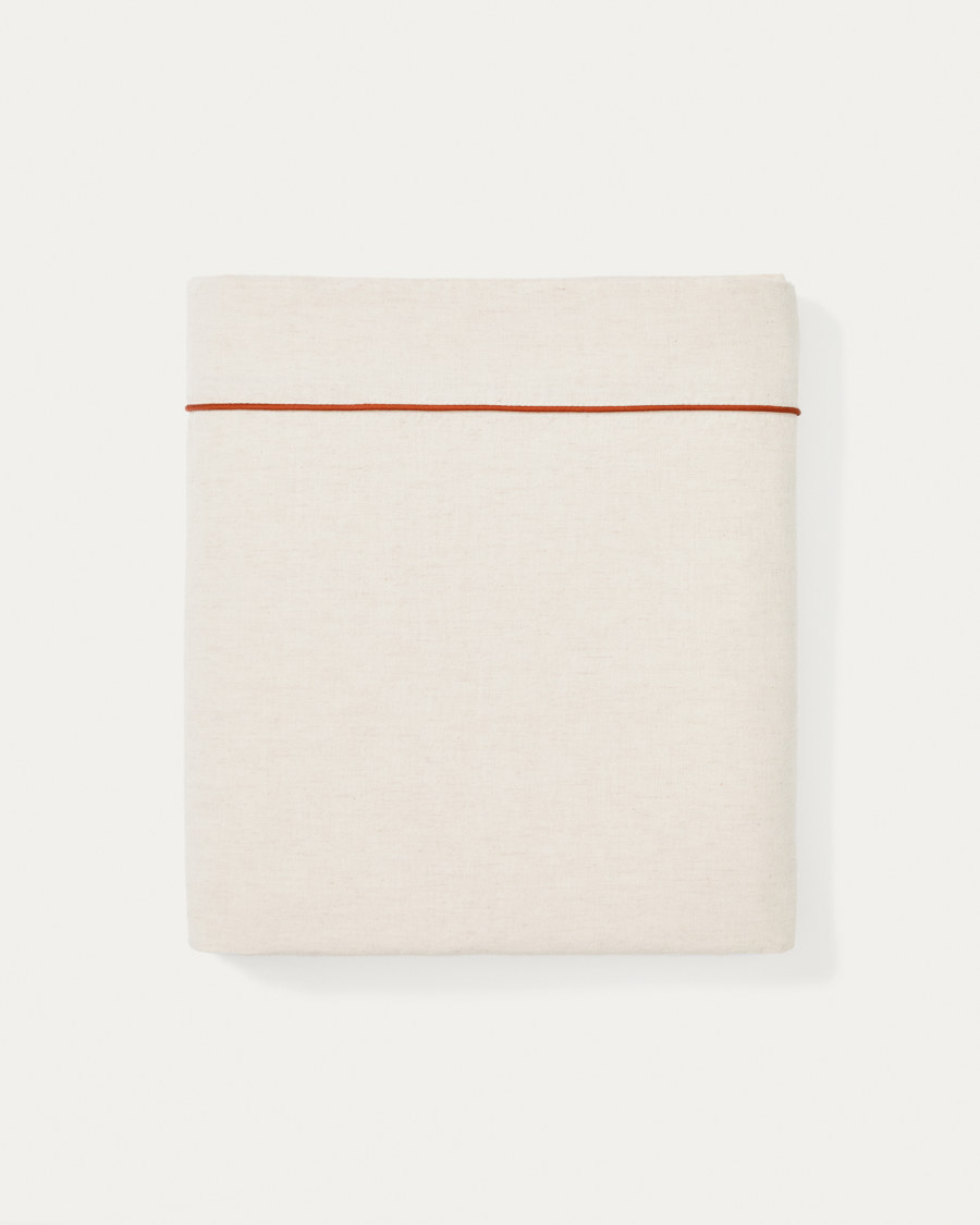 Virelda top sheet in cotton and linen with contrasting scalloped edge for 90 cm bed