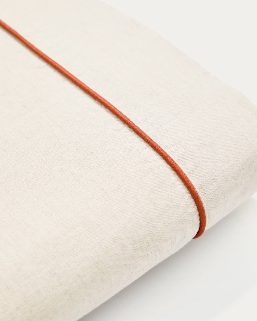 Virelda top sheet in cotton and linen with contrasting scalloped edge for 180 cm bed