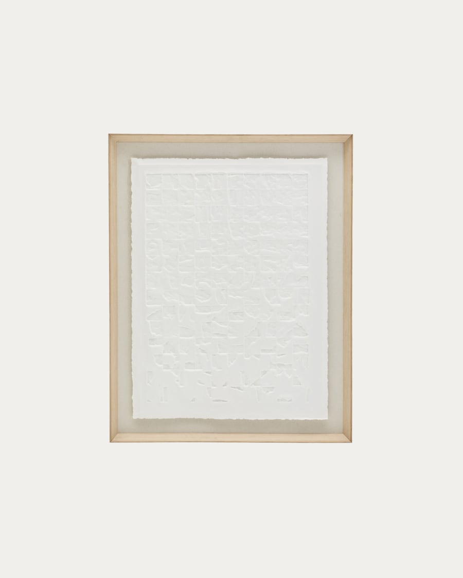 Annia white, papier mâché picture, 90 x 70 cm