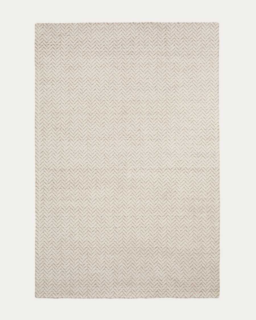 Calira beige woven jacquard wool rug 300 x 200cm