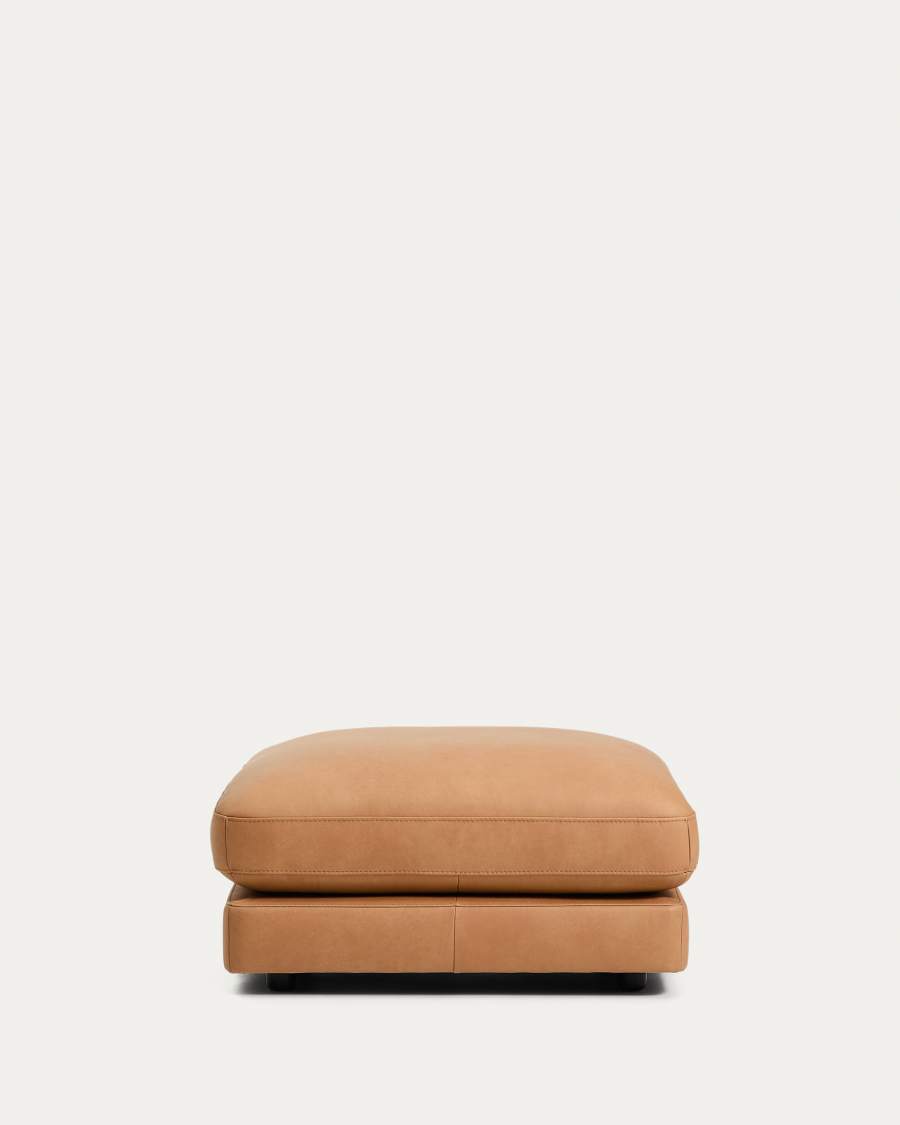 Repose-pieds Gala en cuir marron 90 x 90 cm