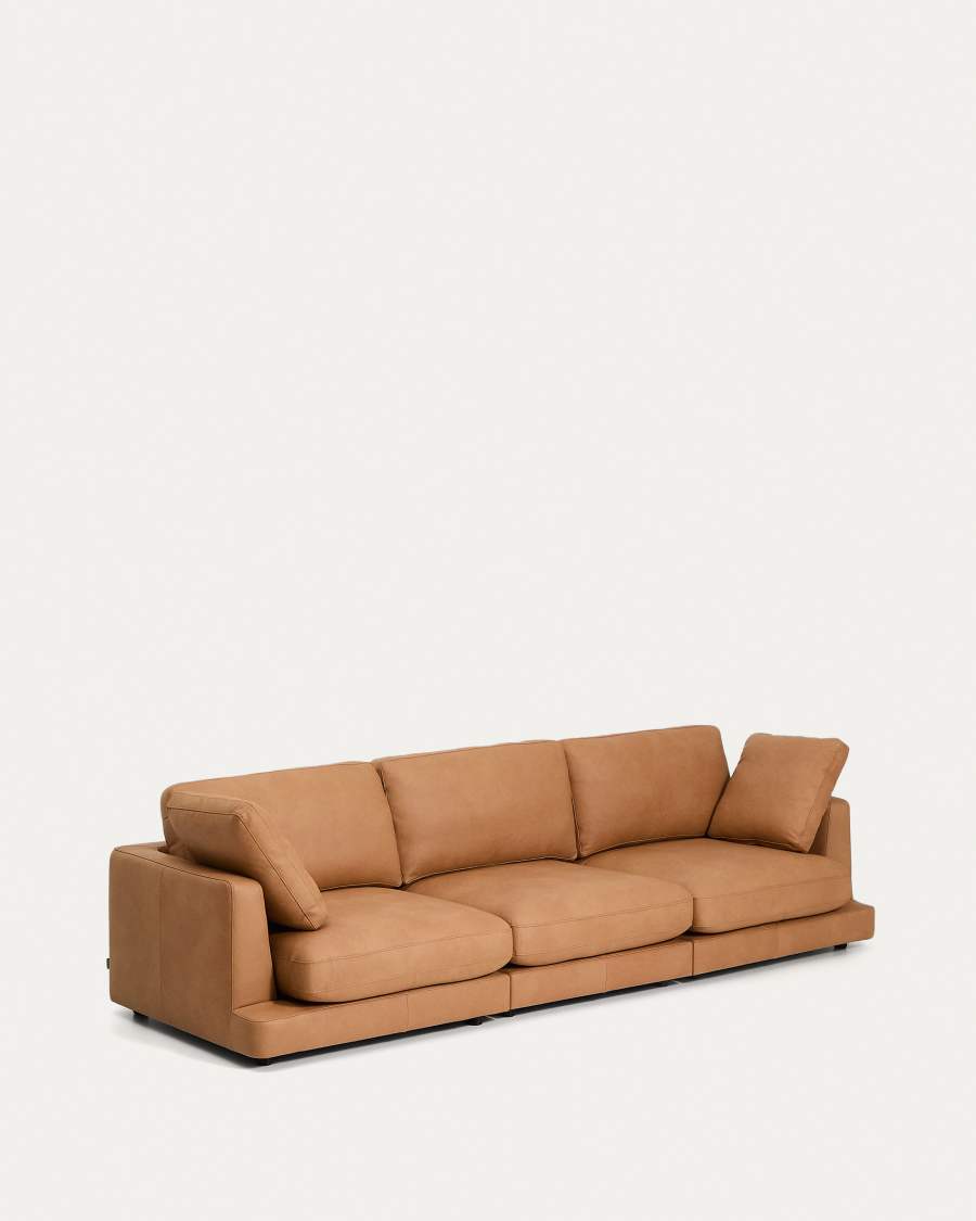 Gala 4-seater sofa in brown leather 300cm