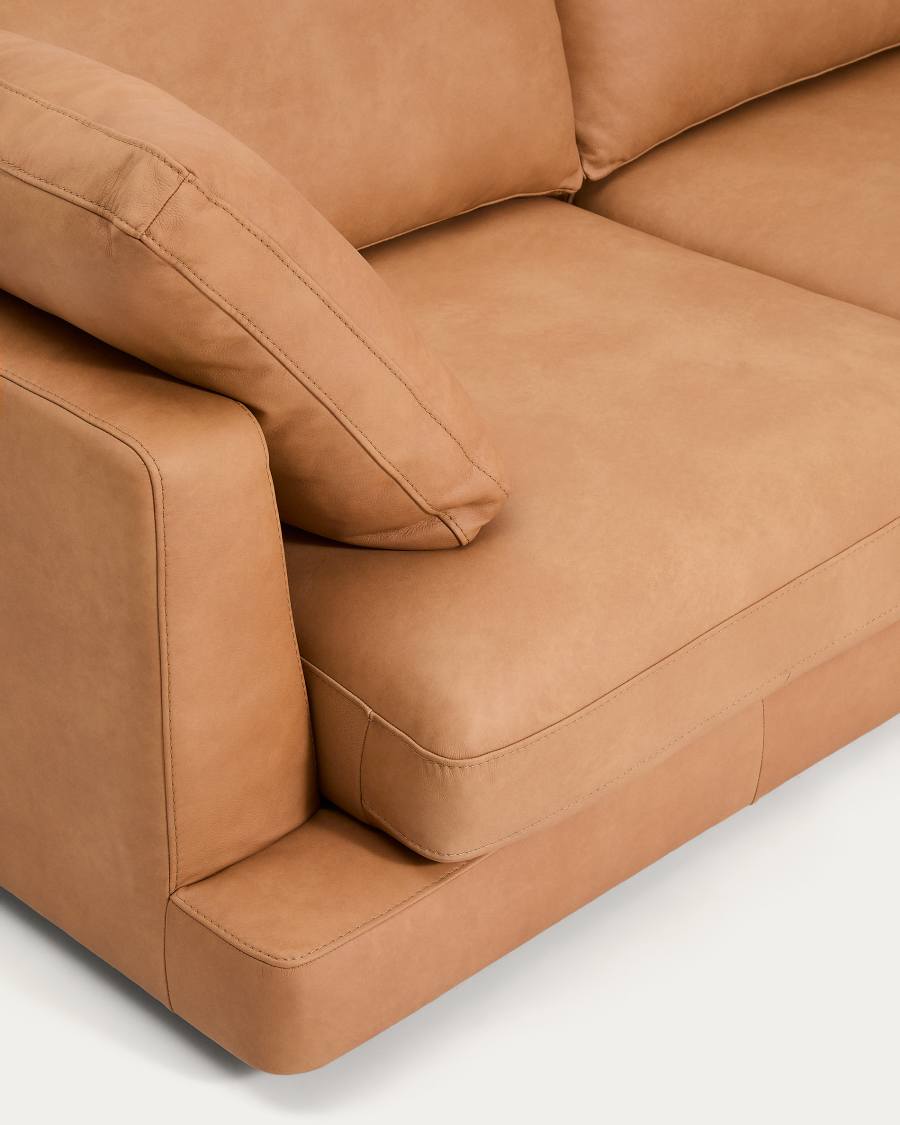 Gala 6-seater sofa in brown leather 390cm