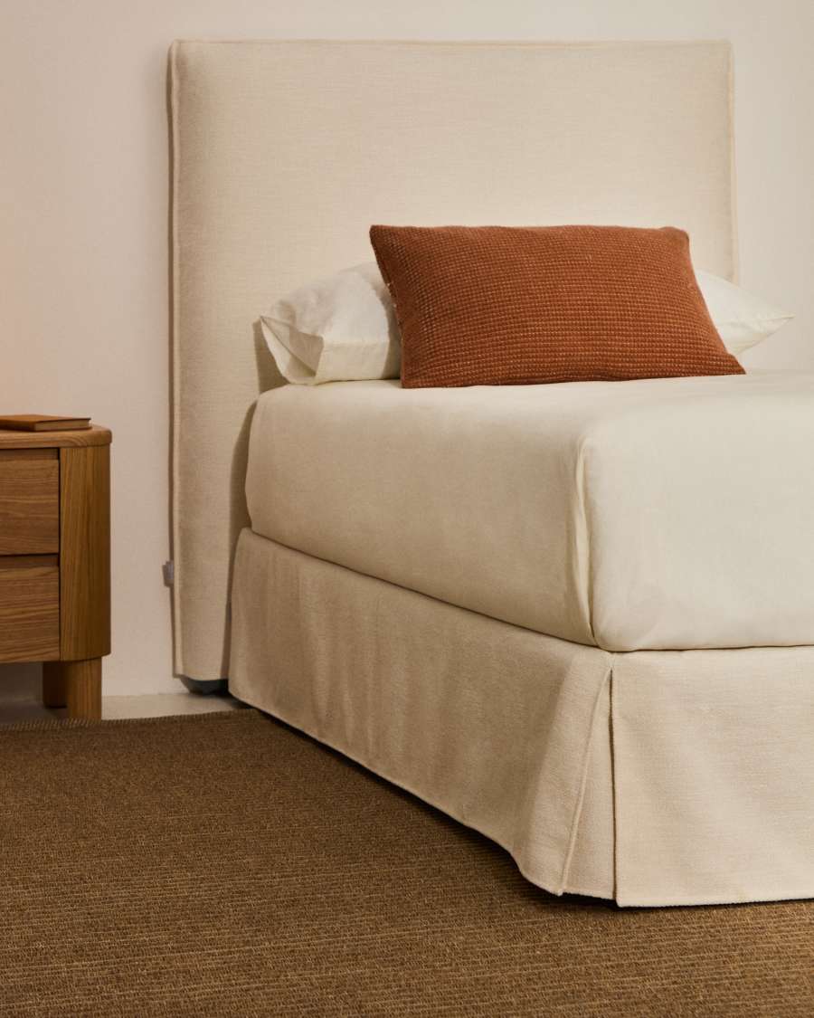 Jaira bed base with removable cover in white chenille for 90 x 200cm mattress