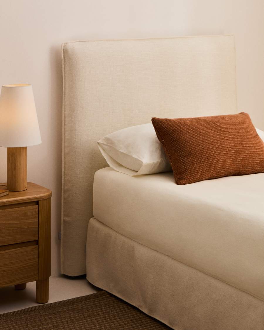 Jaira white chenille headboard with removable cover for beds up to 90cm FSC Mix Credit