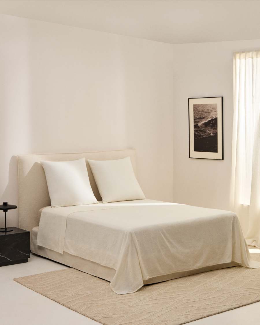 Simmel beige cotton and linen top sheet for 150/160m bed