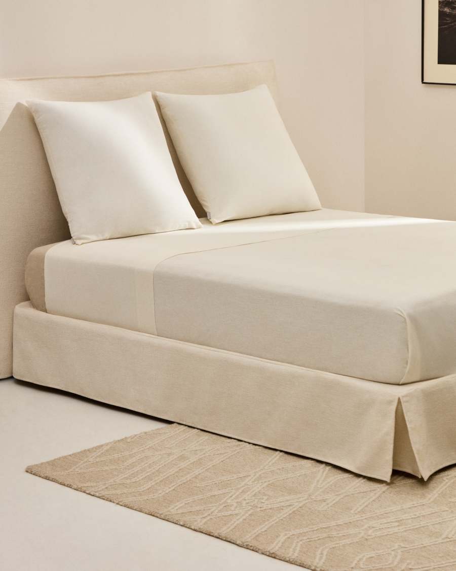 Simmel beige cotton and linen top sheet for 150/160m bed