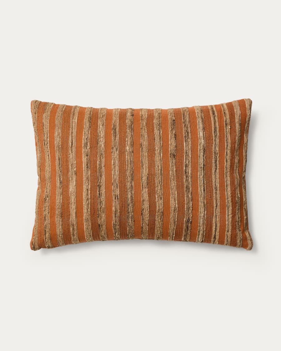 Dorevi orange striped silk blend jacquard cushion cover 40 x 60cm