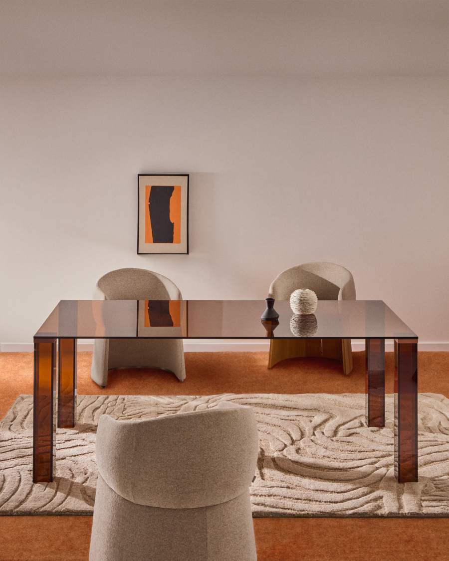 Tavolo Adularia in vetro temperato marrone 200 x 100 cm