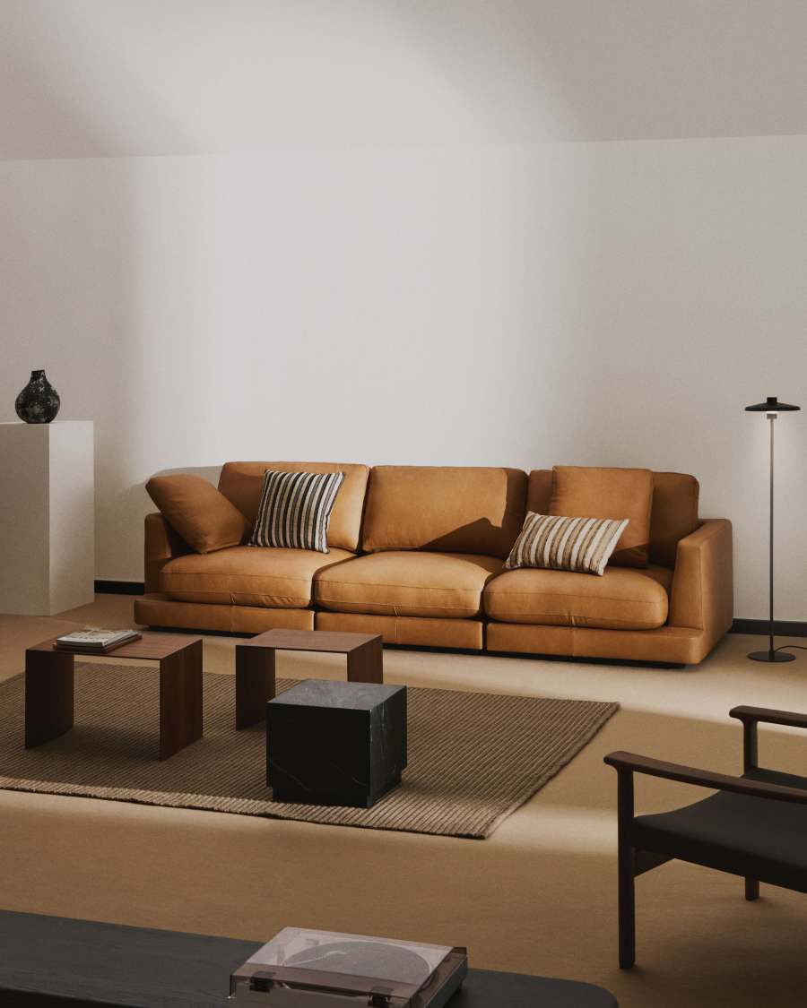 Gala 4-seater sofa in brown leather 300cm