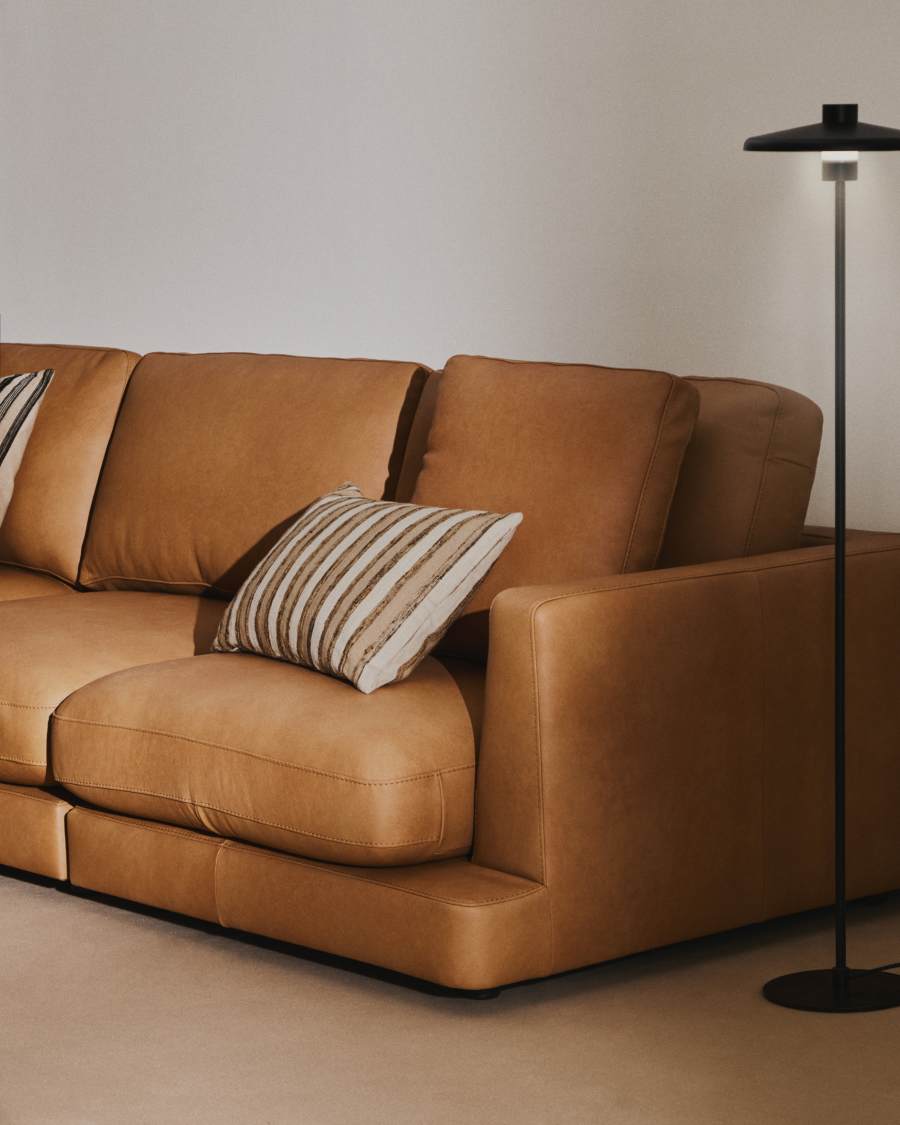 Gala 4-seater sofa in brown leather 300cm