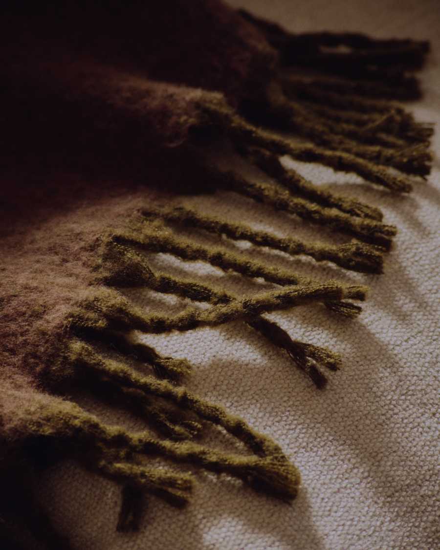 Elvori deken groen met franjes 170 x 130 cm