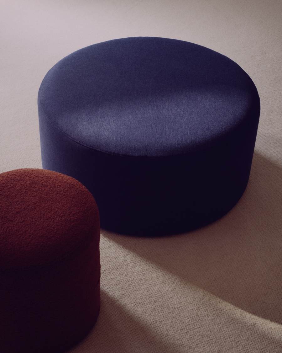 Kaeli footrest with removable cover in terracotta bouclé Ø 43 cm