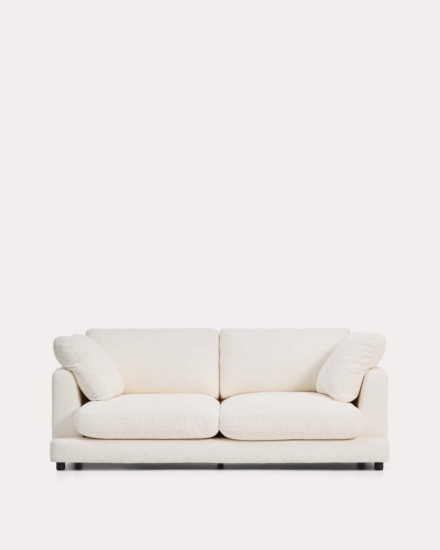 Gala fire-retardant ecru bouclé 3-seater sofa FSC Mix Credit 210cm