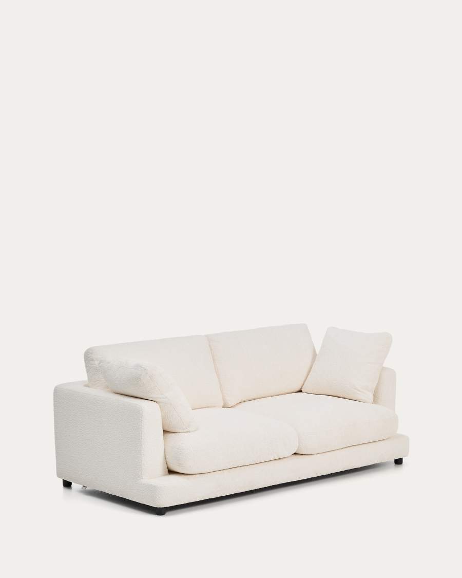 Gala fire-retardant ecru bouclé 3-seater sofa FSC Mix Credit 210cm