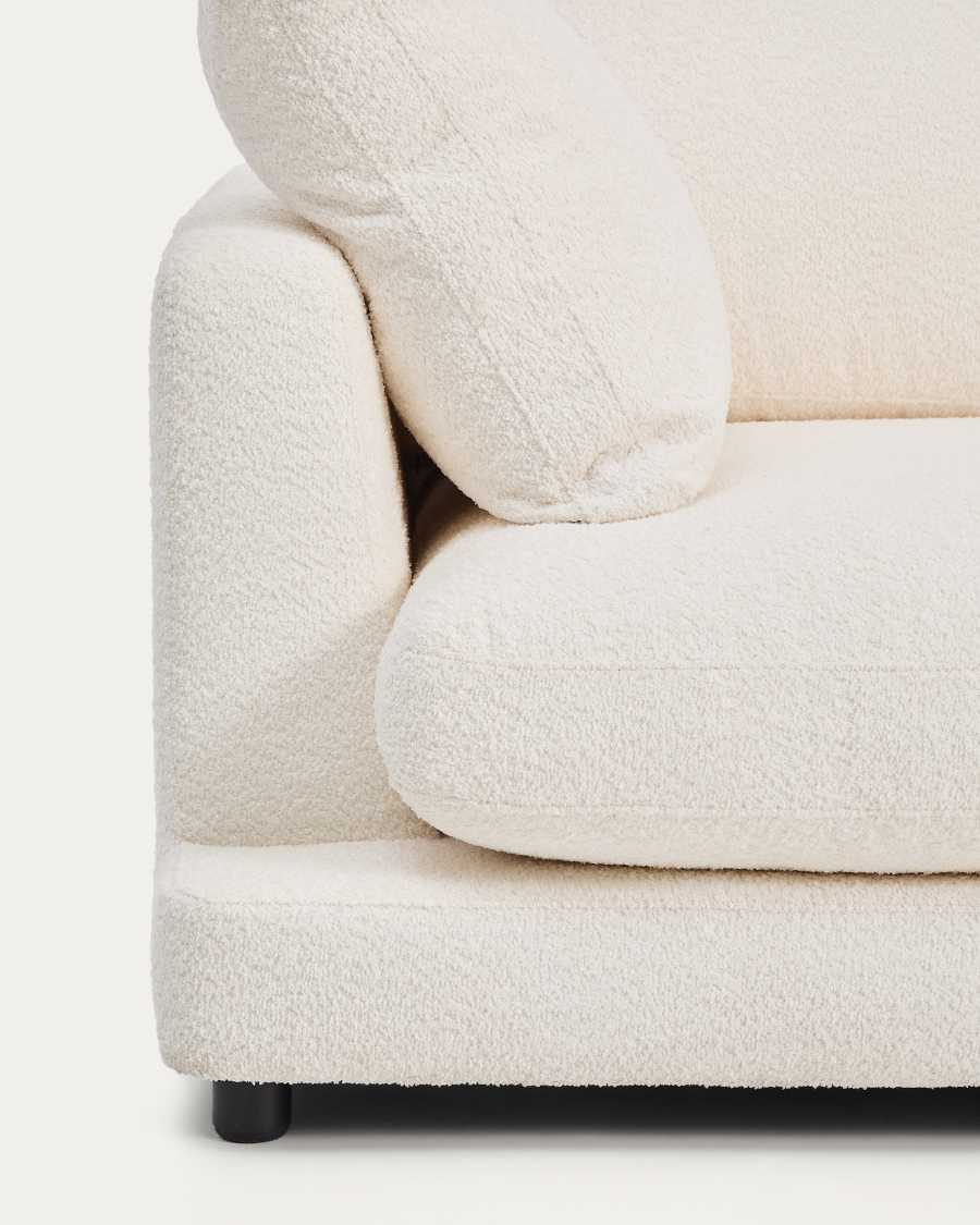 Gala fire-retardant ecru bouclé 3-seater sofa FSC Mix Credit 210cm