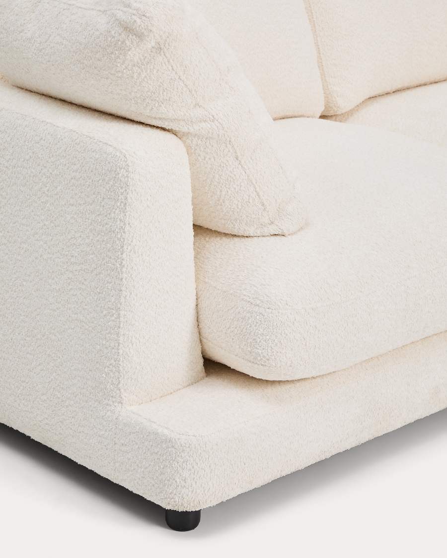 Gala fire-retardant ecru bouclé 3-seater sofa FSC Mix Credit 210cm