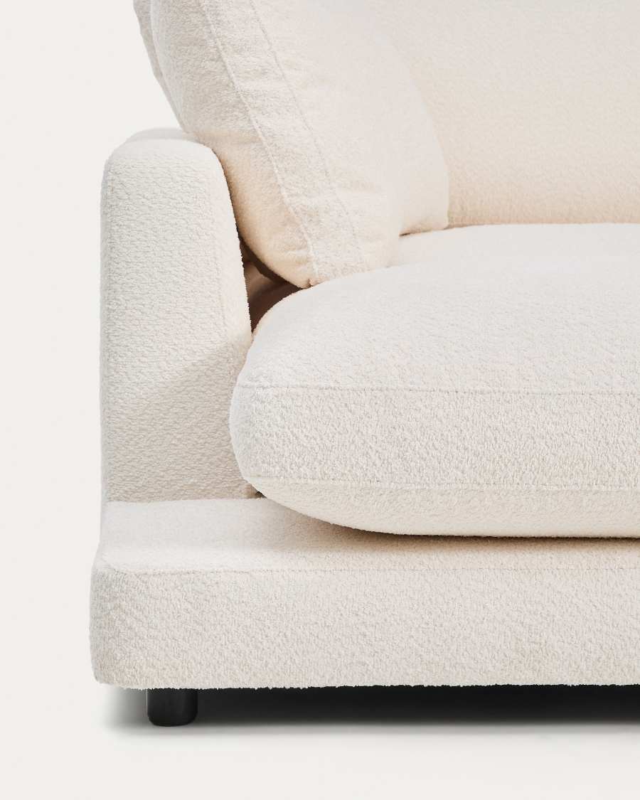 Gala fire-retardant ecru bouclé 4-seater sofa with left chaise longue FSC Mix Credit 300cm