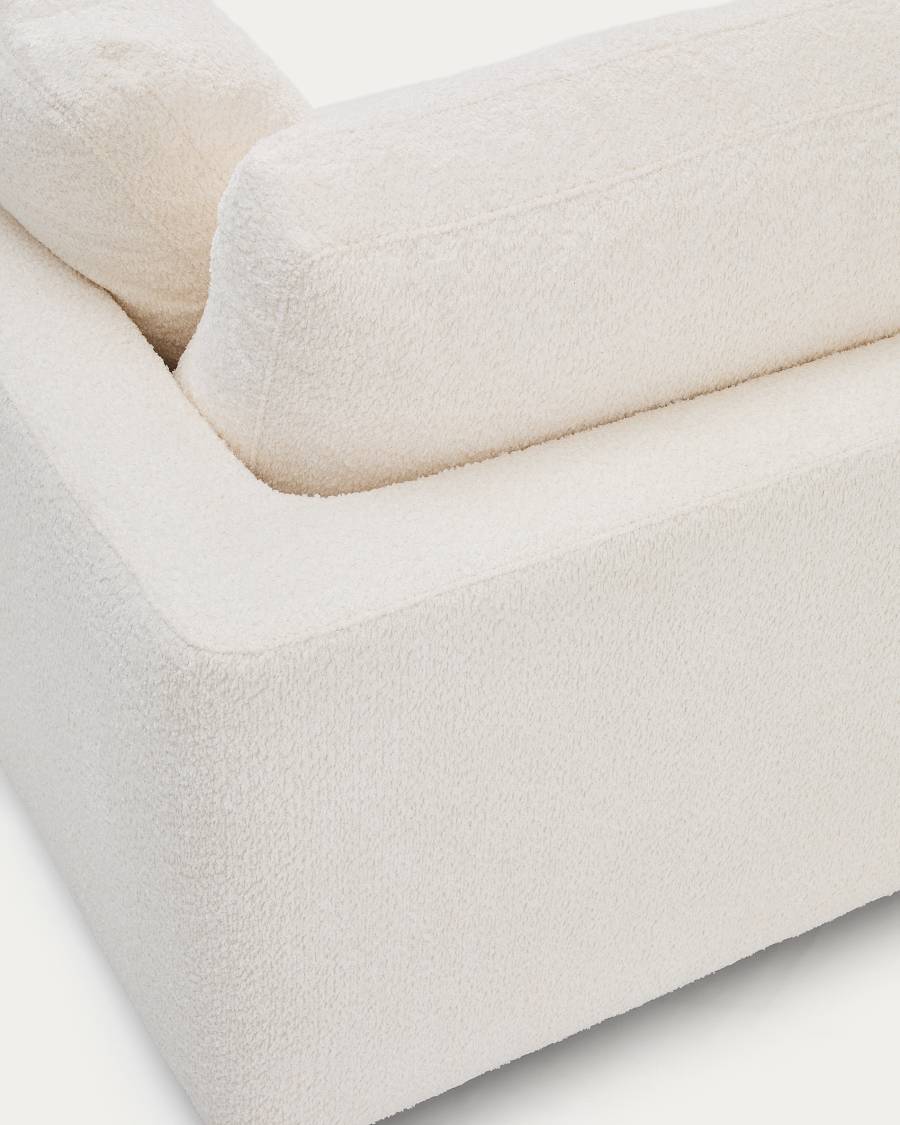 Gala fire-retardant ecru bouclé 4-seater sofa with left chaise longue FSC Mix Credit 300cm