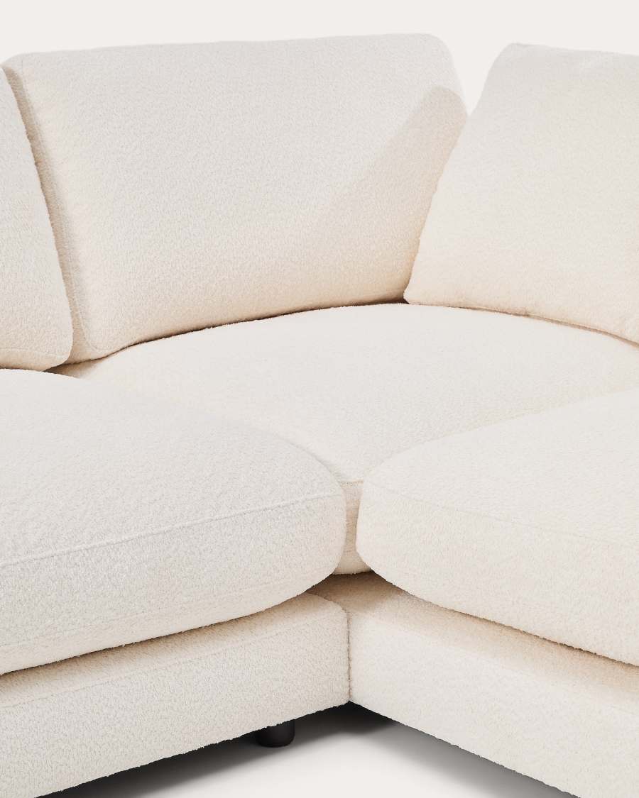 Gala fire-retardant ecru bouclé 4-seater sofa with right chaise longue FSC Mix Credit 300cm
