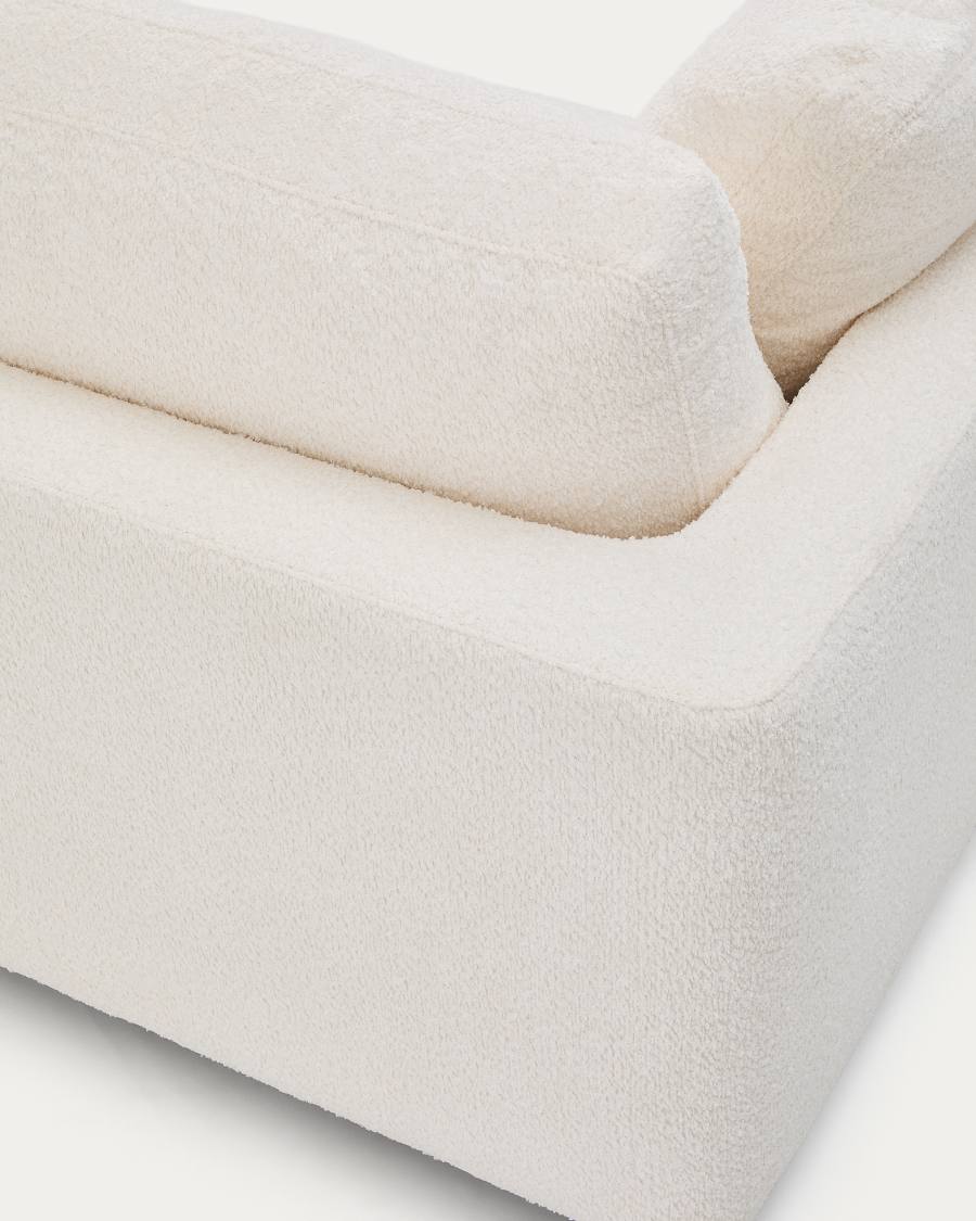 Gala fire-retardant ecru bouclé 4-seater sofa with right chaise longue FSC Mix Credit 300cm