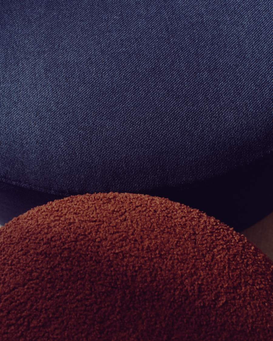 Kaeli footrest with removable cover in terracotta bouclé Ø 43 cm