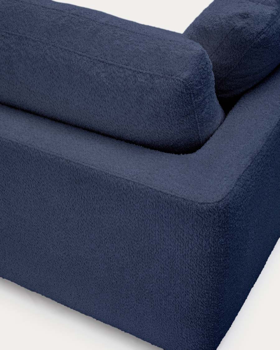 Gala blauwe 3-zits-bank met brandvertragende imitatieschapenvacht FSC Mix Credit 210 cm