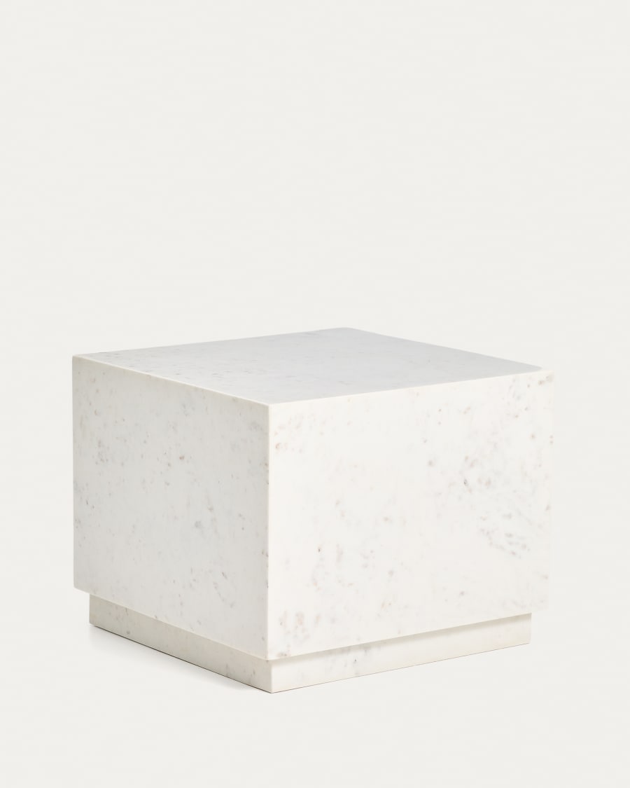 Table auxiliaire Sorein en marbre blanc 50 x 50 cm