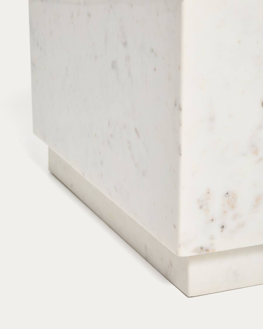 Table auxiliaire Sorein en marbre blanc 50 x 50 cm