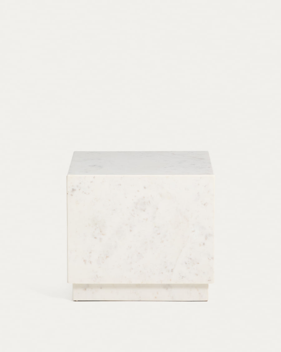 Table auxiliaire Sorein en marbre blanc 40 x 40 cm