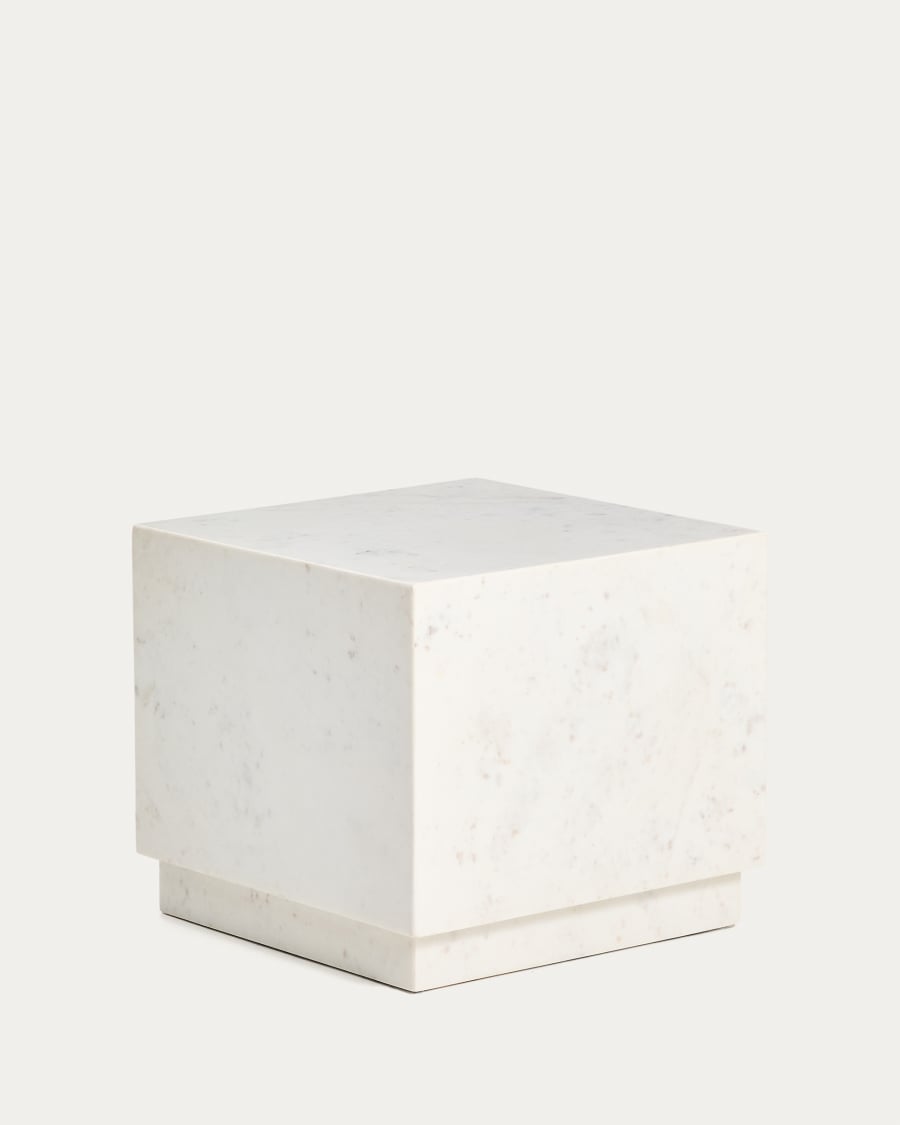 Table auxiliaire Sorein en marbre blanc 40 x 40 cm