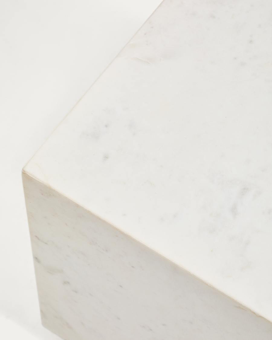 Table auxiliaire Sorein en marbre blanc 40 x 40 cm