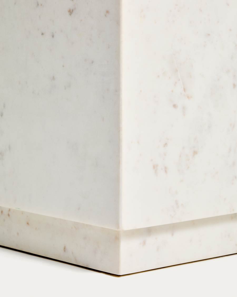 Table auxiliaire Sorein en marbre blanc 40 x 40 cm