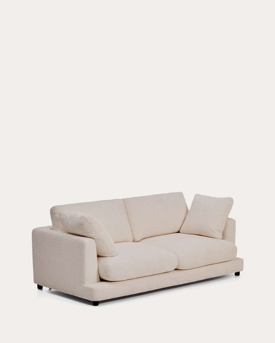 Gala beige 3-zits-bank met brandvertragende imitatieschapenvacht FSC Mix Credit 210 cm