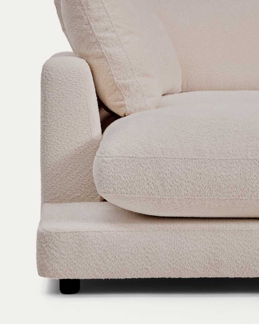 Gala beige 4-zits-bank met chaise longue rechts van brandvertragende imitatieschapenvacht FSC Mix Credit 300 cm