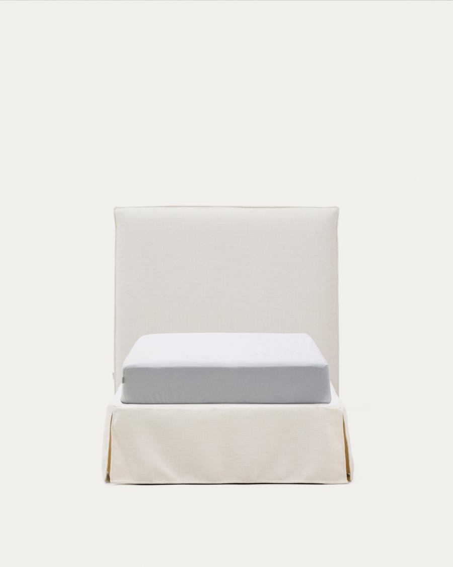 Abziehbares Bett Jaira in weißer Chenille für Matratzengröße 90 x 200 cm, FSC Mix Credit